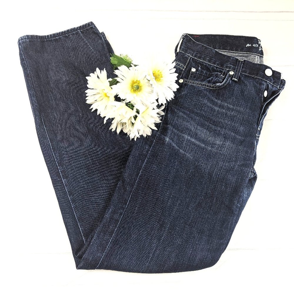7 For All Mankind Slouchy Button Fly Blue Jeans - Picture 1 of 8